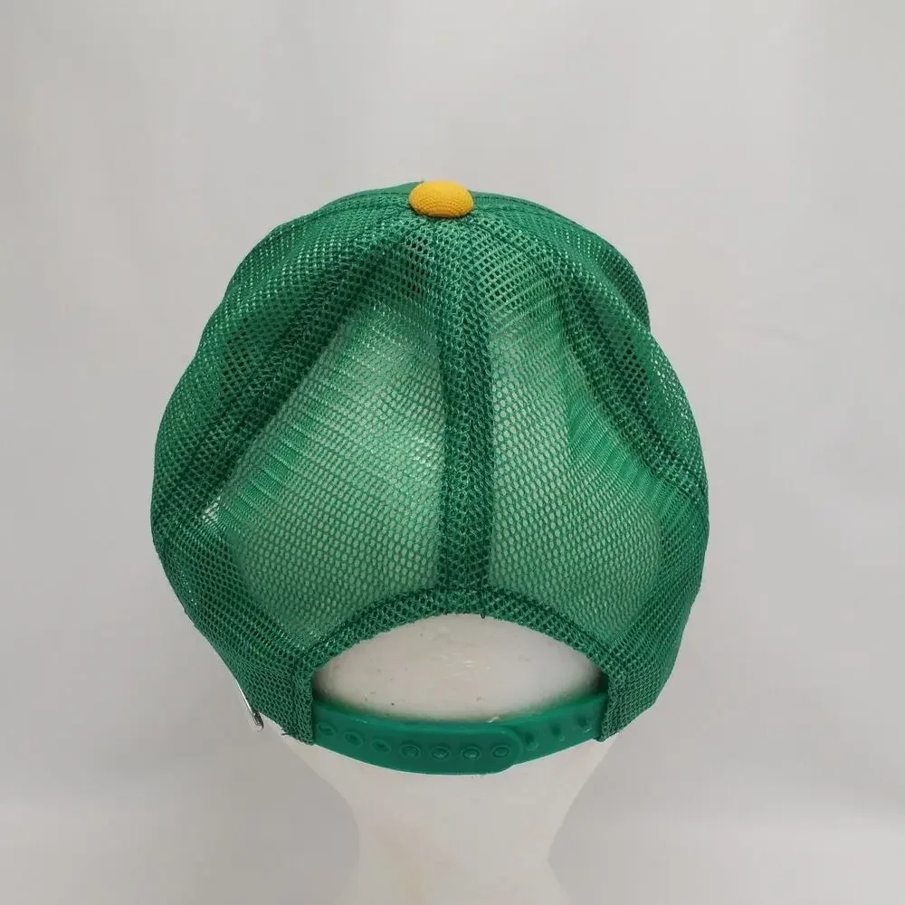Vintage 70s Blank Trucker Hat Green Yellow Two Tone Mesh Snapback Cap VTG